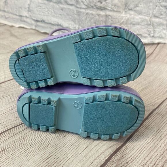 Disney frozen brand new little girls 5/6 pull on rubber rain boots w/handles - Picture 10 of 10